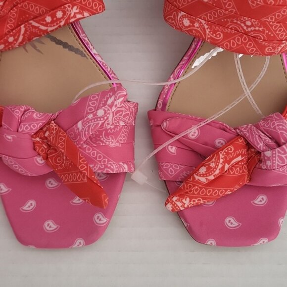 Gianni Bini x DANNIJO Misch Bandana Colorblock Ankle Wrap Sandals SZ 7.5 - Picture 5 of 6